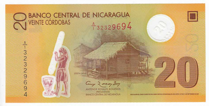 (2007) Банкнота Никарагуа 2007 год 20 кордоба &quot;Хижина индейцев&quot;   UNC